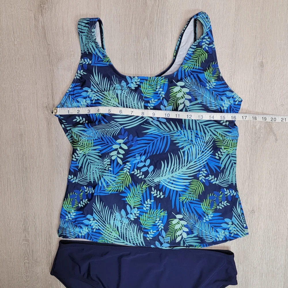 Womens Size 16 blue and green Tropical tankini with bikini bottoms NWOT - Picture 4 of 6